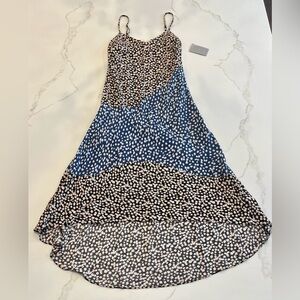 Melloday Nordstrom Black navy ditsy floral bias slip dress